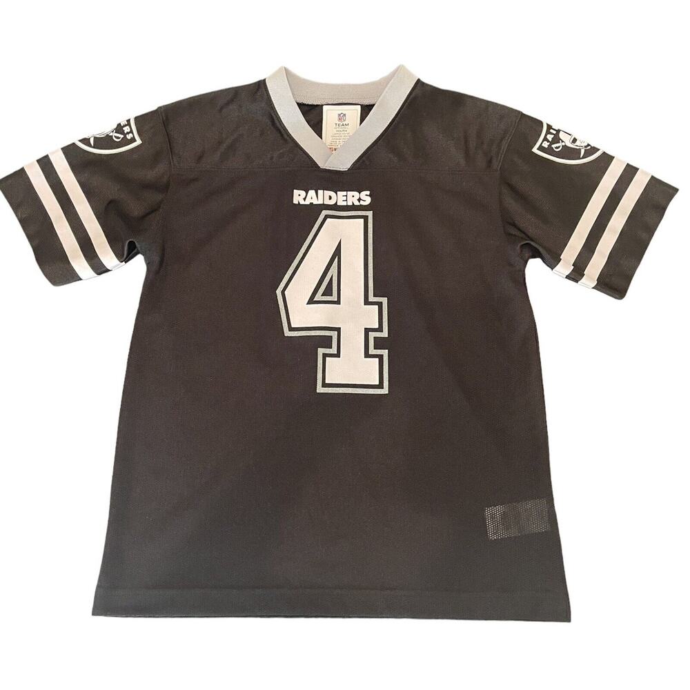 NFL Team Apparel Oakland RAIDERS #4 DEREK CARR Jersey (YOUTH Large Size 10-12)